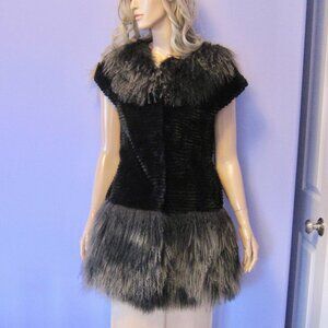GORGEOUS Vintage Mongolian Fur Belted Boho Vest Coat